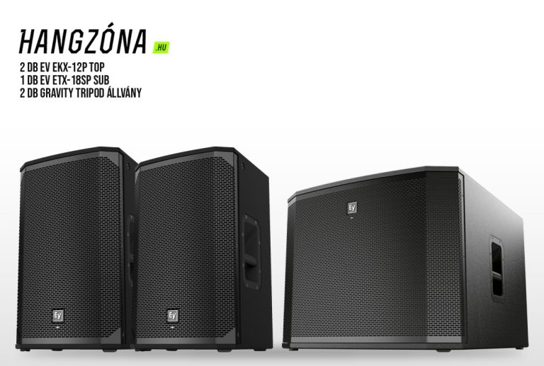 Fekete hangfalszett 12 – 2 db EV EKX-12P top, 1 db ETX-18SP mélyláda