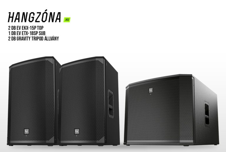 Fekete hangfalszett 13 – 2 db EV EKX-15P top, 1 db ETX-18SP mélyláda