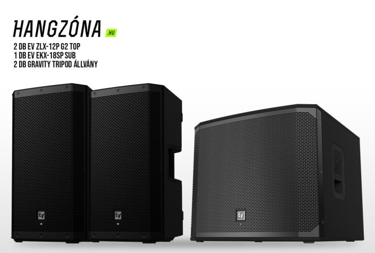 Fekete hangfalszett 5 – 2 db EV ZLX-12P G2 top, 1 db EKX-18SP mélyláda