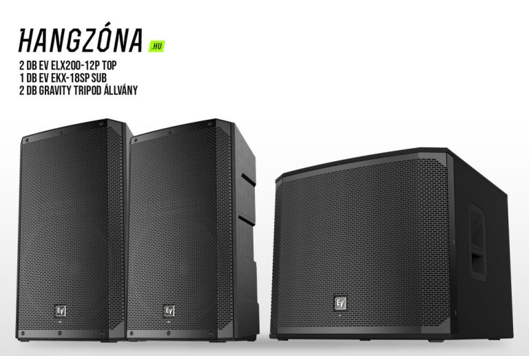 Fekete hangfalszett 6 – 2 db EV ELX200-12P top, 1 db EKX-18SP mélyláda