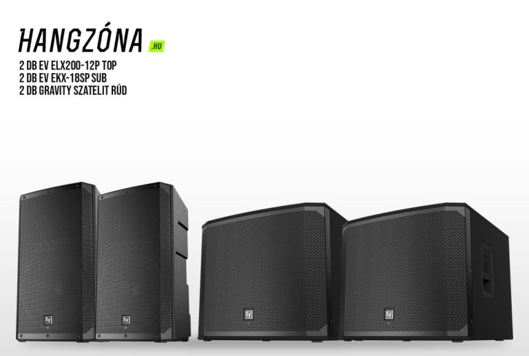 Fekete hangfalszett 9 – 2 db EV ELX200-12P top, 2 db EKX-18SP mélyláda